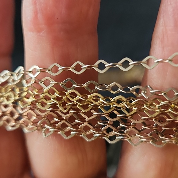 Sterling Silver 9 Multi-Strand Gold Plated  White/Rose/Yellow Necklace 16" - Picture 8 of 10